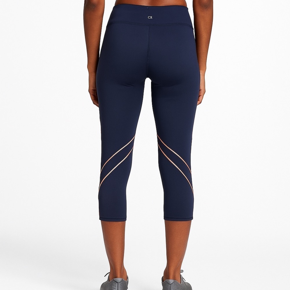 GapFit Black Capri Leggings with Coral Accent Lines (1040) - Picture 1 of 12